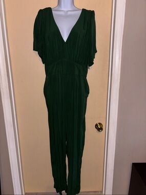 Old Navy Deep Green V-Neck Jumpsuit